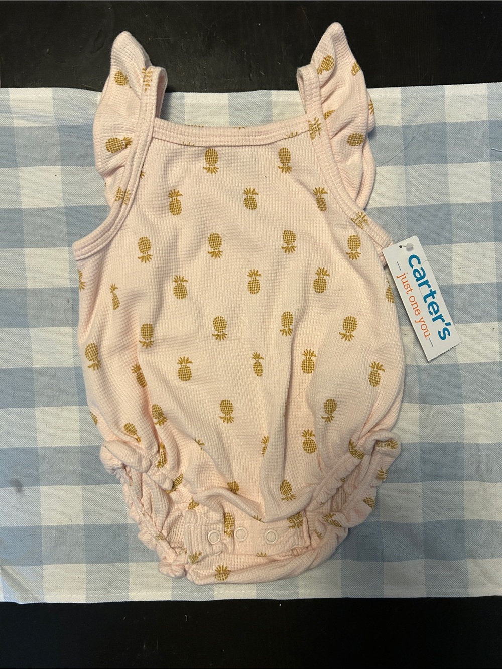 Carter's Light Pink Waffle Knit Pineapple Romper